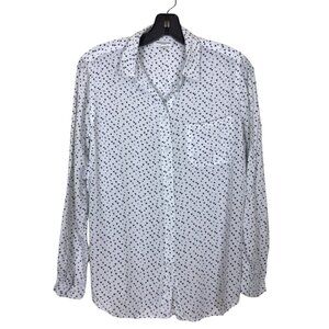 Beach Lunch Lounge Blouse Women’s S Small Black White Button Down Shirt Top